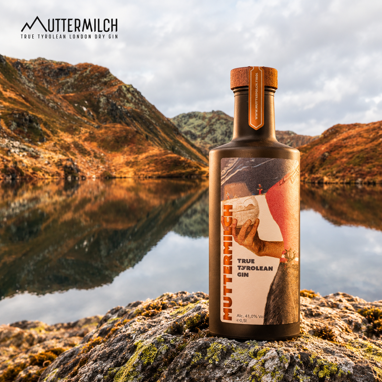 MUTTERMILCH Gin am Unteren Wildalmsee – generiertes Motiv auf Grundlage einer Fotografie von Ares Yannakopoulos